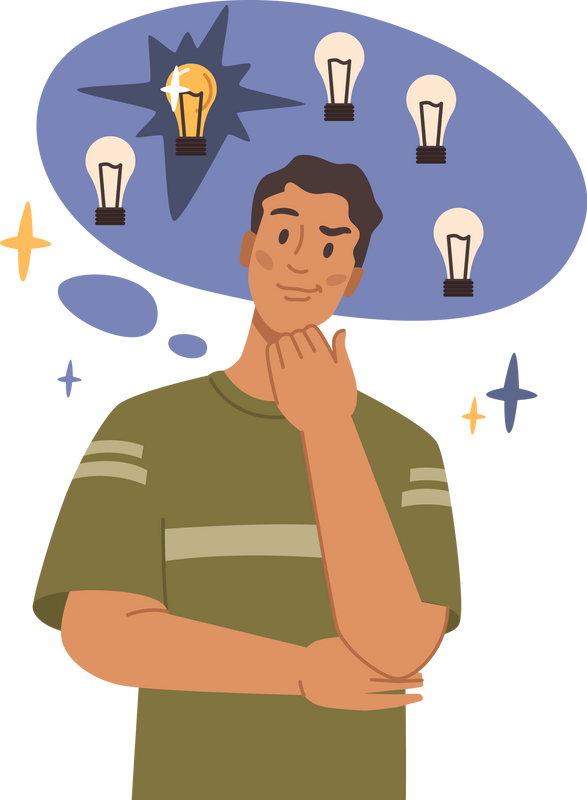 Man with intuitive type thinking, mindset